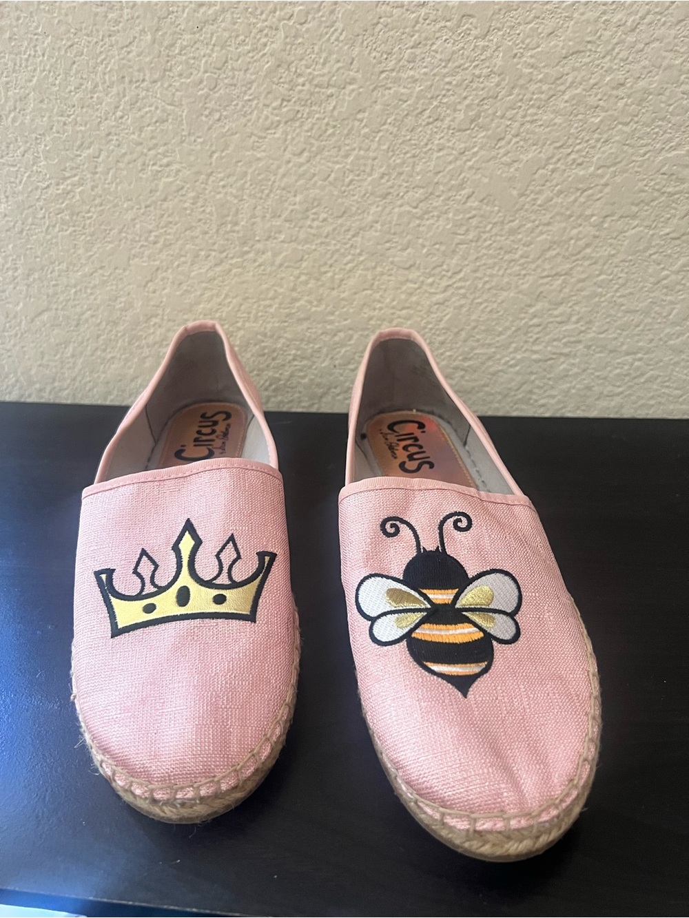 Circus by Sam Edelman Pink Bee and Crown Espadrille Slip-Ons